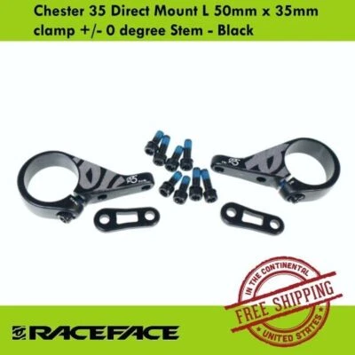 Race Face Chester 35 Direct Mount 50mm x 35mm Clamp +/- 0 degree Stem - Black - Image 1 of 4