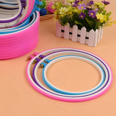 Embroidery Hoops Plastic Cross Stitch Hoop Ring Circle Set Sewing DIY Craft 6BE - Image 1 of 4