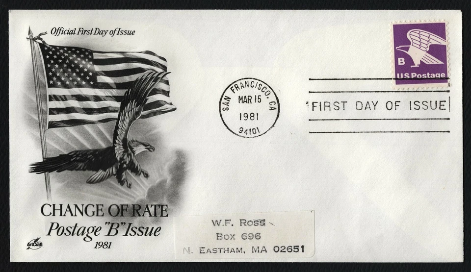 #1818 'B' Eagle, Art Craft-Add FDC **ANY 5=FREE SHIPPING** - Image 1 of 1