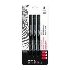 Zebra Zensations Calligraphy Pens #03103, 0.1-0.2-0.3mm Tips, Black Ink, 3 Pack - Picture 1 of 2