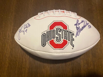 Fútbol americano blanco firmado por Randy Gradishaw, John Hicks, Andy Katsenmoyer Ohio State Foto 1 de 4