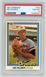 1981 Donruss #353 Jim Palmer Baltimore Orioles HOF PSA 10 Gem Mint - Picture 1 of 2
