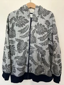 Gymboree Boys Hoodie Sweatshirt w Leaves Sz 7 8 M Zip Up Gray - Picture 1 of 5