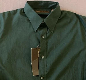 Men's PERRY ELLIS Deep Green / Forest Green + 100% Cotton Shirt Medium M NWT NEW - Picture 1 of 4