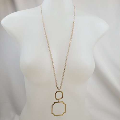 VETEMENTS Collana bigiotteria moda ciondolo geometrico tono oro AB strass perline moderna