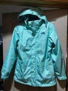The North Face GIRLS (18) Hyvent Ski Snowboard Jacket AQUA YELW PLAID SKI JACKET - Picture 1 of 11
