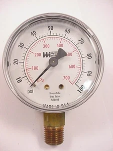 WEISS TL25-100-4L  2 1/2"  Pressure Gauge 0-100 PSI  Ships on the Same Day - Picture 1 of 3