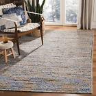 Cape Cod Collection 4' Square Natural/Blue CAP250A Handmade Flatweave Jute Entry