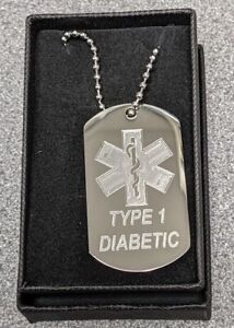 Personalised Engraving Necklace Medical Alert ID Dog Tag Pendant Steel Tag