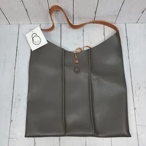 Authentic Higgx Korean Grey Soft Leather Tote Bag Purse Travel Bag NEW - Picture 1 of 11