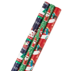 Santa Fun 3-Pack Christmas Wrapping Paper Assortment, 120 sq ft - Picture 1 of 5