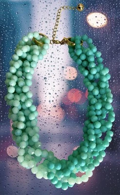 Collar Kate Spade Ombré Turquesa 8mm Cuentas en Cadena Nudo Cuadrado Ajuste Dorado Foto 1 de 4