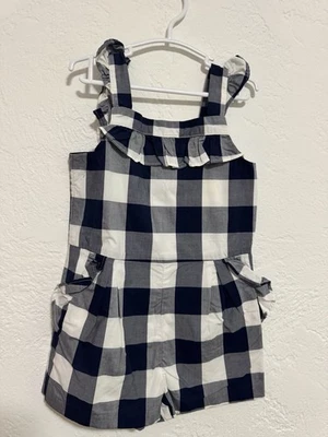 Romper Janie and Jack Gingham manga flutter azul marinho - tamanho 3T - Imagem 1 de 2
