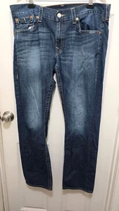 True Religion Men's Straight Leg Blue Distressed Denim Jeans W38L32 - Picture 1 of 8