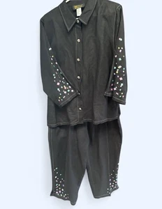 Bob Mackie Vintage Wearable Art Pant Top Leinen Set L Large - Bild 1 von 8