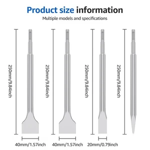 4Pcs SDS Plus Chisel Set 250mm Steel Tile Removal Chisel Bits Kit for CuoRS - Picture 1 of 11