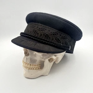 Sombrero Prince Henry Prinz Heinrich Black Wool Nautical Captain gorra real - Imagen 1 de 11