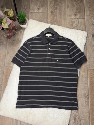 Aquascutum Polo Shirt Short Sleeve Men's Gray Striped Cotton Foto 1 de 4