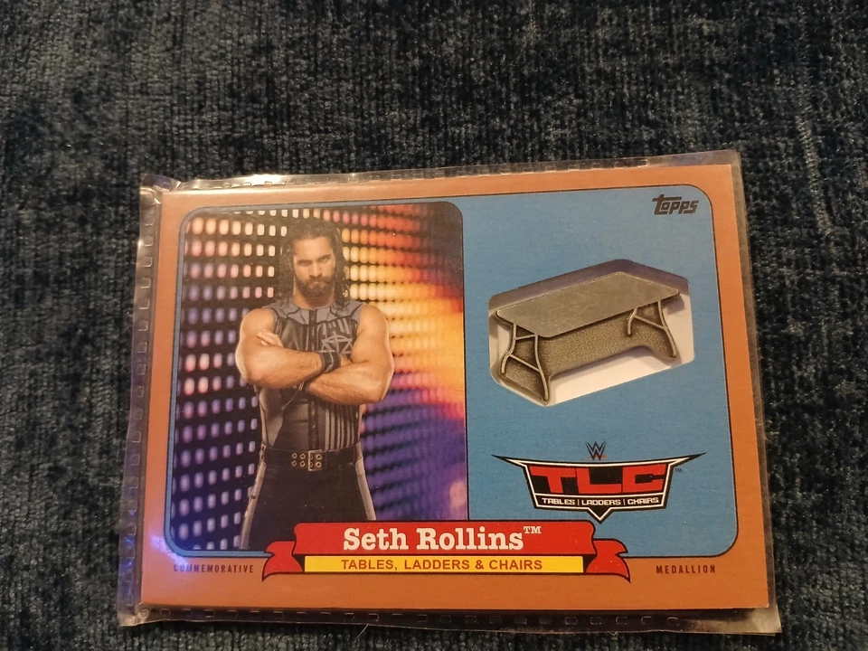 Seth Rollins TLC Commemorative Medallion Card From 2018Topps WWE Heritage! 18/99 - Image 1 of 2