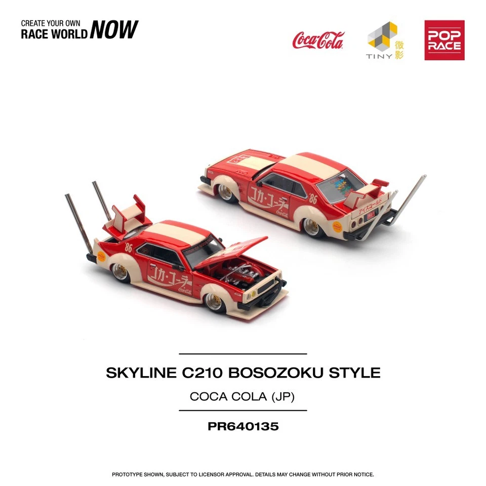 Pop Race Nissan Skyline C210 Bosozoku Style Coca-Cola 1:64 Diecast Model 640135 - Image 1 of 1
