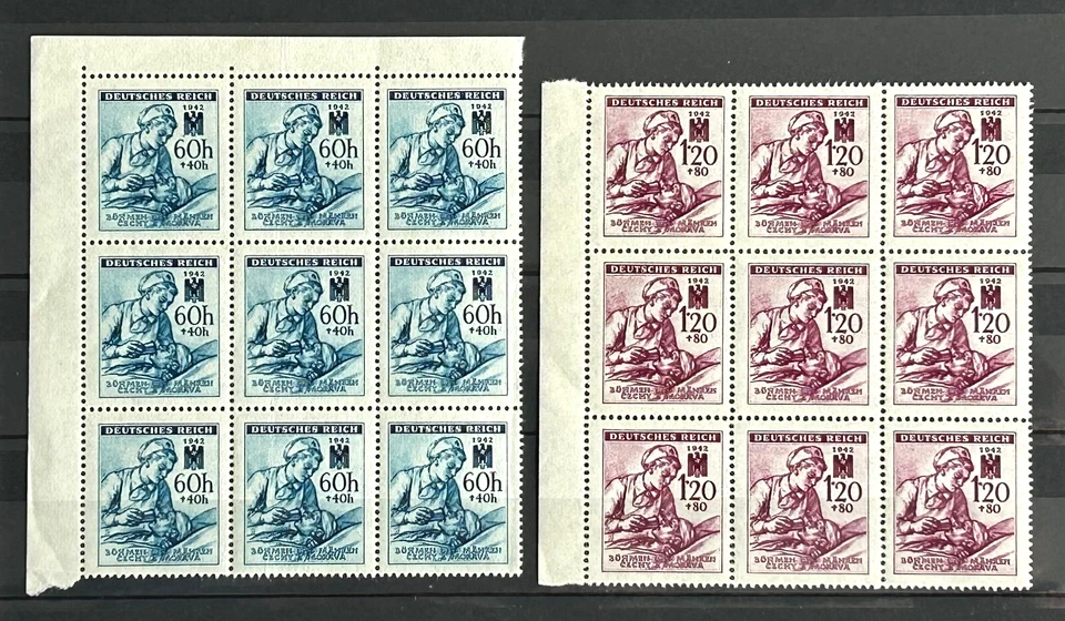 German Stamps 1942 occ of Czechia BuM 2 blocks set - Red Cross MNH /417 - Image 1 of 1