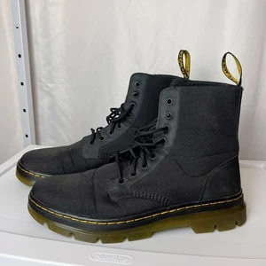Dr. Martens AirWair Combs Herren 12 Schwarz Canvas Leder Kampfstiefel 8 Ösen - Bild 1 von 10