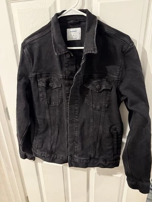 Chaqueta de mezclilla Old Navy para tareas para mujer talla mediana negra cuatro bolsillos abrigo con botones Foto 1 de 4