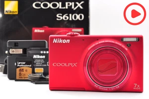 Nikon COOLPIX S6100 16MP Digital Camera Red w/ 8GB SD Card from Japan [Mint] 140 - Picture 1 of 14