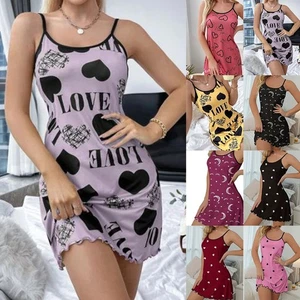 Breathable Halter Mini Dress with Cute Heart and Cartoon Prints for Women - Picture 1 of 22