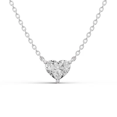 Colgante solitario de diamantes en forma de corazón flotante cultivado en laboratorio de 0,25 quilates de oro blanco de 14 quilates Foto 1 de 2