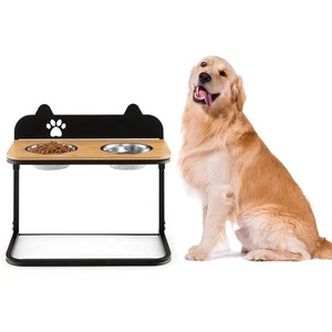 Elevated Dog Bowls 3 Adjustable Heights w/ 2 Stainless Steel Food Water Bowls - Picture 1 of 7