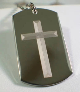 COLLAR DE ETIQUETA DE PERRO ORACIÓN A SAN MICHAEL, CRUZ 2S ACERO INOXIDABLE - Imagen 1 de 2