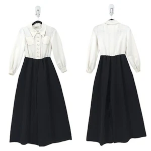 Saks Fifth Avenue Women 9 XS Jumpsuit Black White Long Sleeve Wide Leg VTG FLAWS - Picture 1 of 16