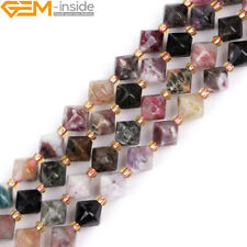 AAA Faceted Bipyramid Bicone Natural Sodalite Mookaite Spacer Beads Jewelry 15”
