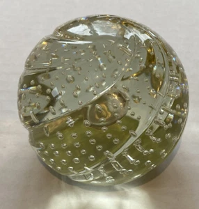 Caithness Scotland .Whirlygig Glass Paperweight .Round Ball , Engraved - Picture 1 of 3