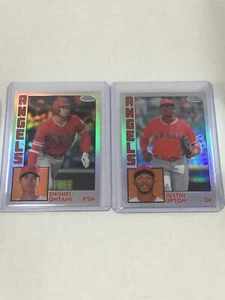 2019 Topps Chrome Shohei Ohtani Justin Upton '84 Silver Refractors (2) Card Lot - Picture 1 of 6