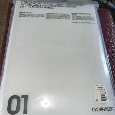 Funda Nórdica CALVIN KLEIN Queen Serie 01 Blanca Negra 500 tc Algodón Percal Nueva Foto 1 de 4