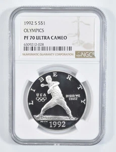 1992-S Olympic Baseball Commemorative Proof Silver Dollar NGC PF70 - Picture 1 of 5