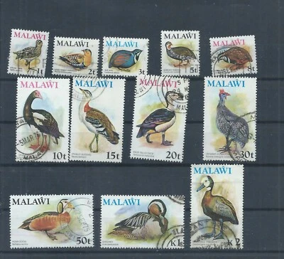Malawi stamps.  A range of the 1975 Birds used. 50t & 2k are creased   (N045) - Image 1 of 2