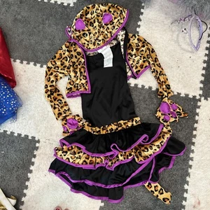 Girls small leopard hoodie purple black jacket detachable tail Halloween costume - Picture 1 of 6