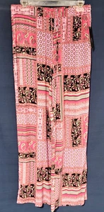 NWT Robert Louis Wide Leg Pants MED Patchwork Drawstring Waist Loose/Comfy $38 - Picture 1 of 4