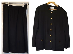 2 Pc. Suit Set Henry-Lee Blazer & Pads Button Up Long Sleeve & Skirt Elastic 18 - Bild 1 von 11