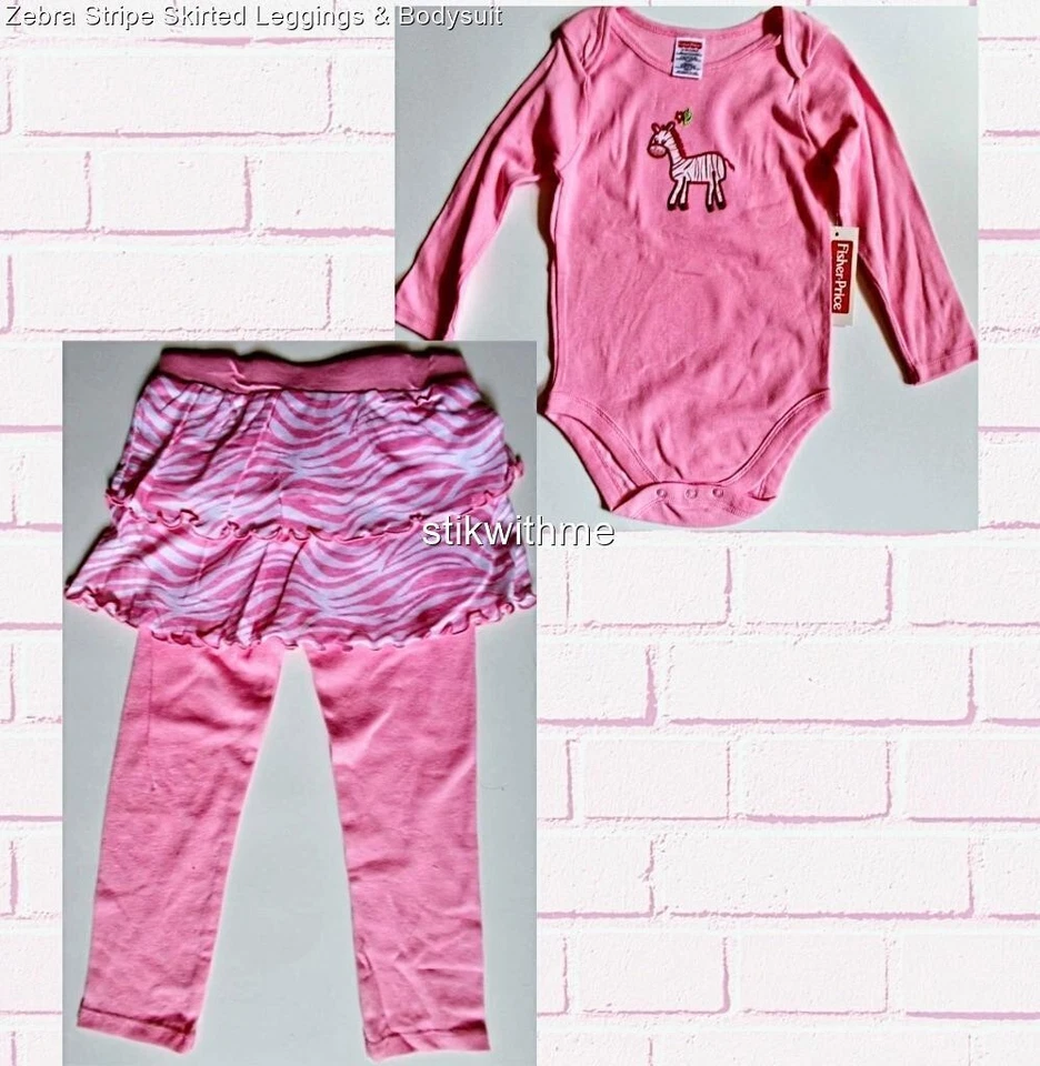JUEGO DE 2 PIEZAS BEBÉ NIÑA: Body y estampado de cebra FALDA LEGGINGS 24 mos. Etiquetas NUEVAS Foto 1 de 1