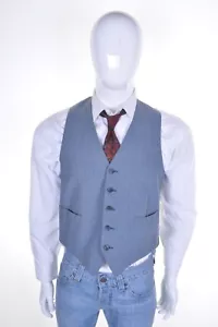 VINTAGE Grey Pinstripe Wool Waistcoat S 38R Formal Vest Men Wedding Rockabilly - Picture 1 of 4