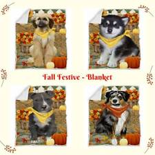 Fall Autumn Greeting Dog Cat Pet Bedroom Soft Warm Blanket 60x80 Sherpa