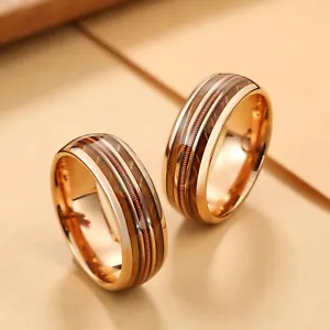 8mm Whisky Barrel Wood Guitar String Ring for Wedding Engagement - Picture 1 of 7