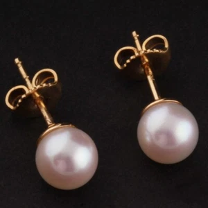Pendientes de oro Georg Jensen con perla Akoya 7,5 mm, 18 quilates. YG. 600000612. NUEVO - Imagen 1 de 4