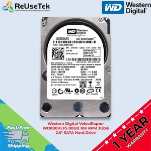 Western Digital VelociRaptor WD800HLFS 80GB 10K RPM 3Gb/s 2.5" SATA Hard Drive - Picture 1 of 15