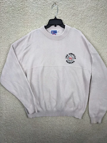 VINTAGE 80s LA Raiders Sweater Adult XL Nutmeg Mills NFL Cream Made in USA Mens* Cover