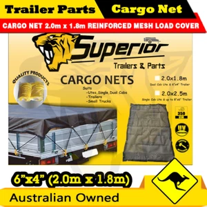 2.0m x 1.8m MESH CARGO NET REINFORCED MESH LOAD COVER DUAL CAB UTE TRAYBACK - Picture 1 of 3